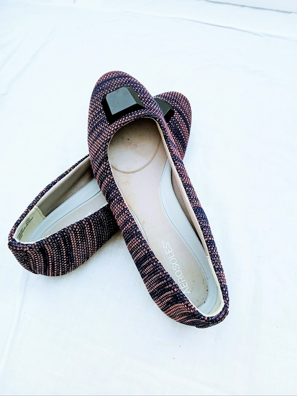 AEROSOLES Pink and Blue Textured Slip-On Flats Size 8M Almost New/EUC